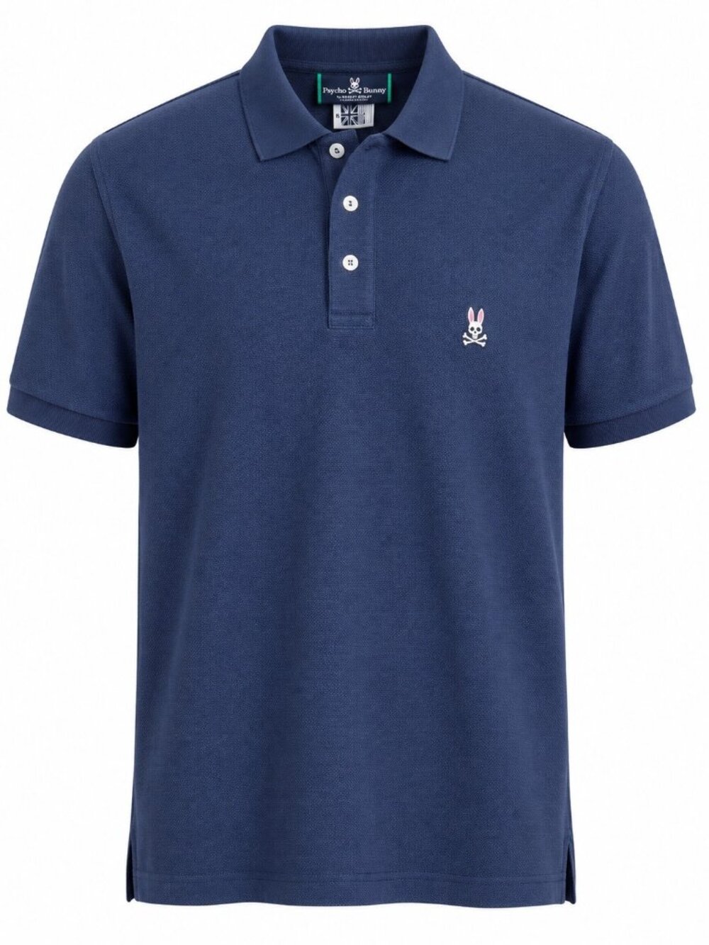 Psycho Bunny Mens Navy Blue Polo Shirt Size 8 Cotton Blend Made In Peru